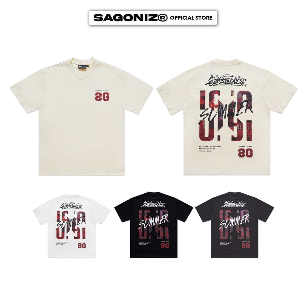 [HÈ 2026] Áo thun unisex SUMMER local brand SAGONIZ chất cotton 2 chiều, hình in nổi phong cách