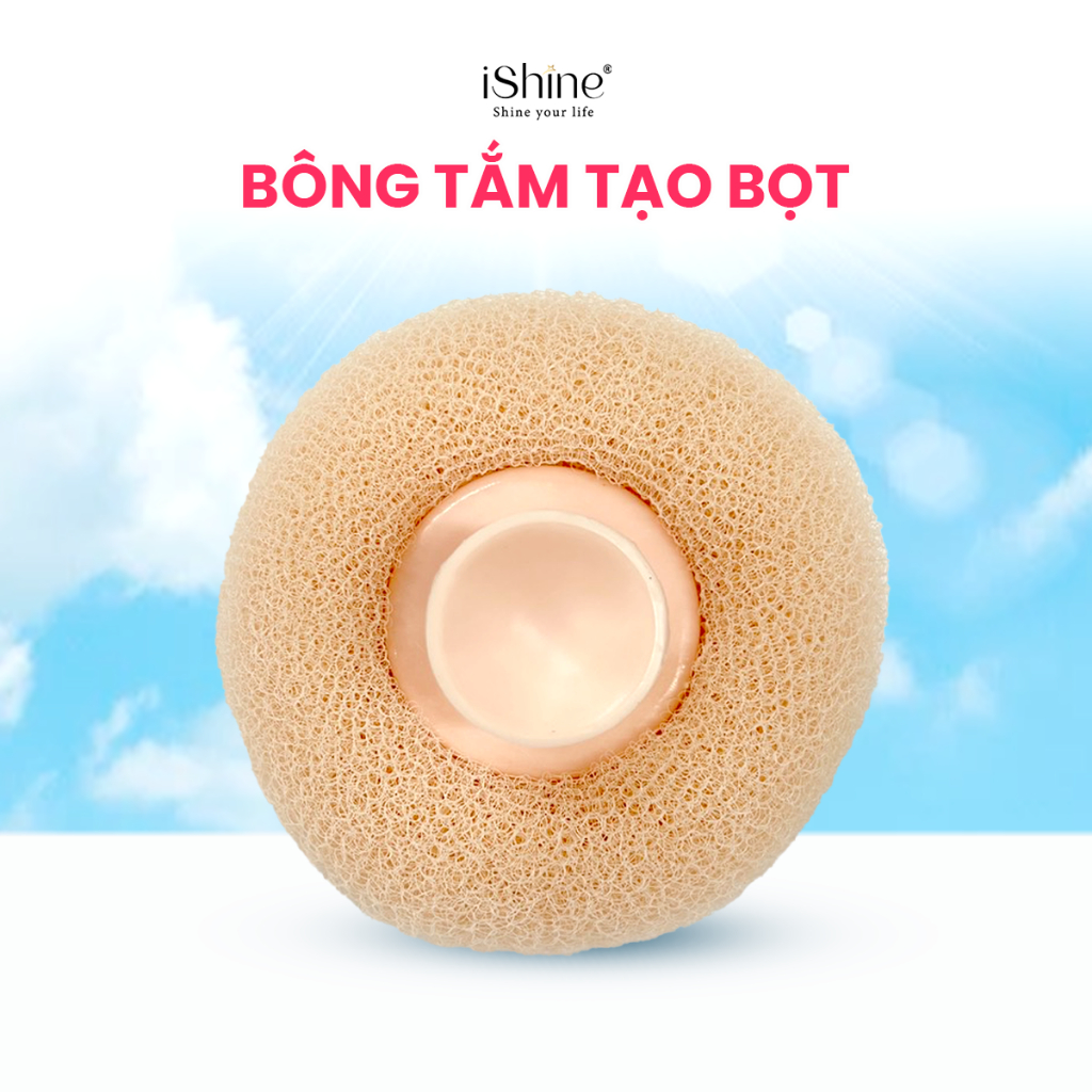 Bông tắm iShine xơ mướp tạo bọt làm sạch cơ thể, tẩy da chết, massage dịu nhẹ IS10