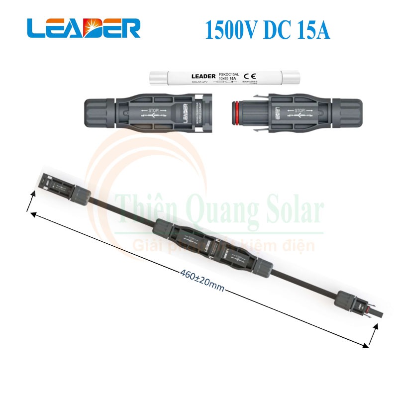 Đầu nối MC4 có cầu chì 1500V DC 15A, mã sản phẩm: LD6-MAX-1500-15A, hiệu: LEADER.