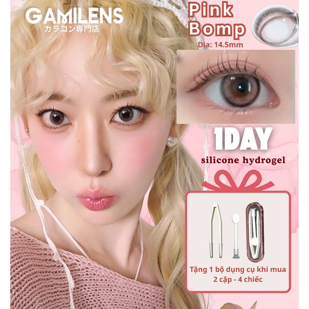 Lens 1 ngày 24h sử dụng Pink Bomb 14.5MM Nhật Bản - Gamilens
