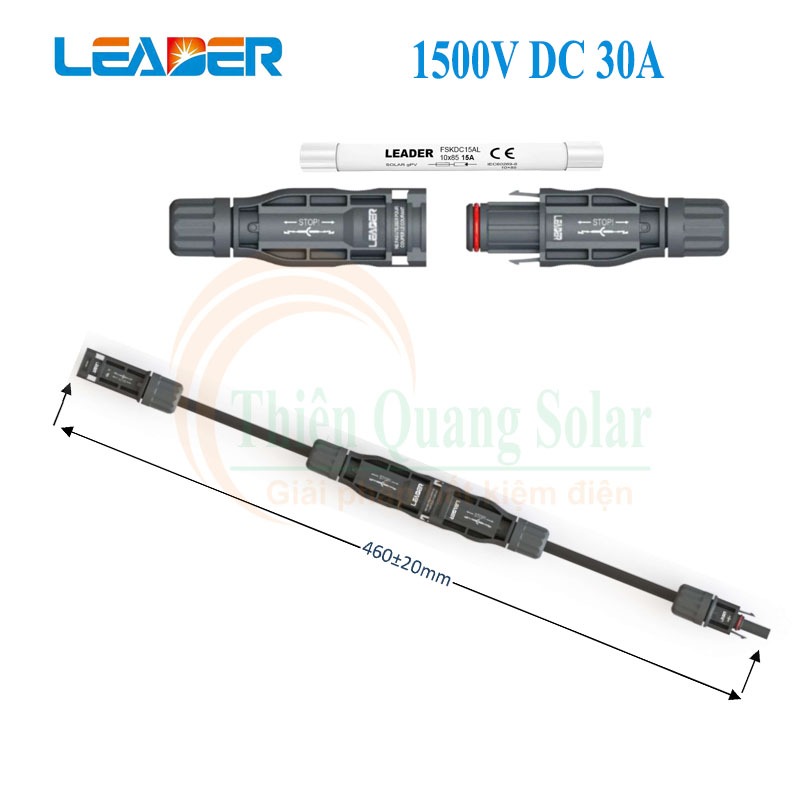 Đầu nối MC4 có cầu chì 1500V DC 30A, mã sản phẩm: LD6-MAX-1500-30A, hiệu: LEADER.