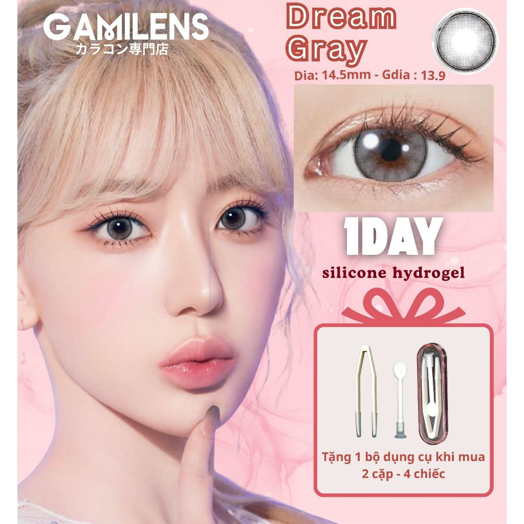 Lens 1 ngày giãn 14.5 DREAM GRAY Nhật Bản - Gamilens