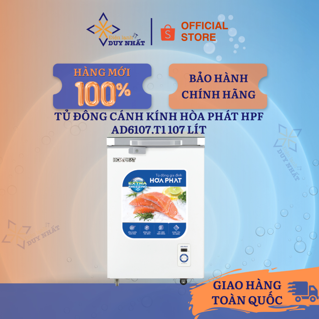 Tủ đông cánh kính Hòa Phát HPF AD6107.T1 107 lít Chính Hãng