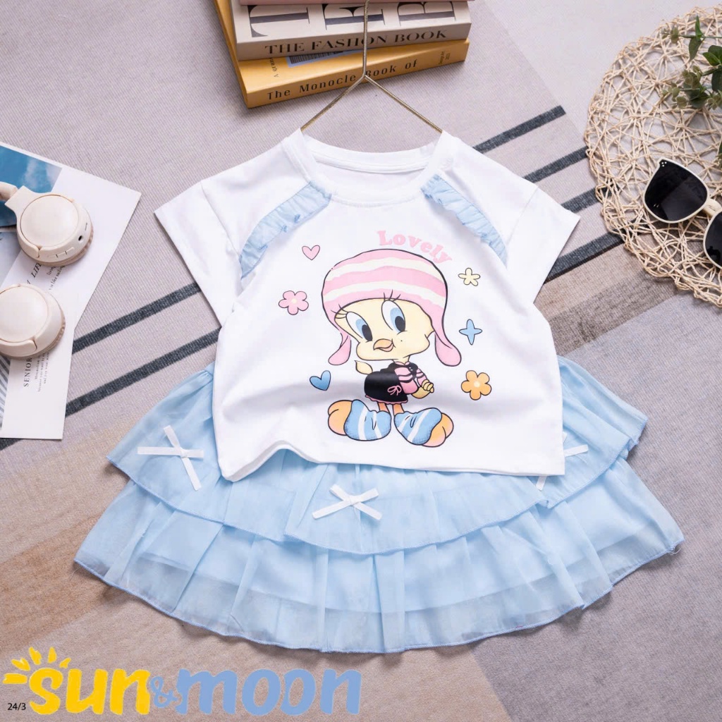 SET VÁY 3 TẦNG REN XANH TRỜI VỊT LOVELY