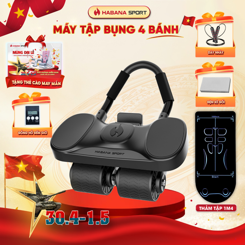 Máy Tập Bụng HABANA SPORT 4 Bánh Trợ Lực | Bán Chạy 15k+ | Bảo hành 2 năm