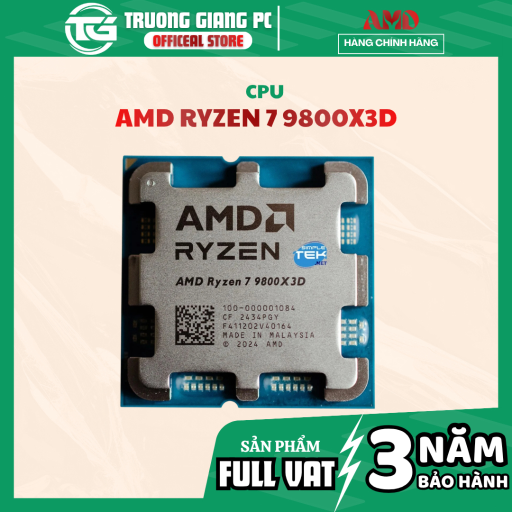 [NEW FULL VAT] CPU AMD Ryzen 7 9800X3D AM5 Tray - BẢO HÀNH 3 NĂM