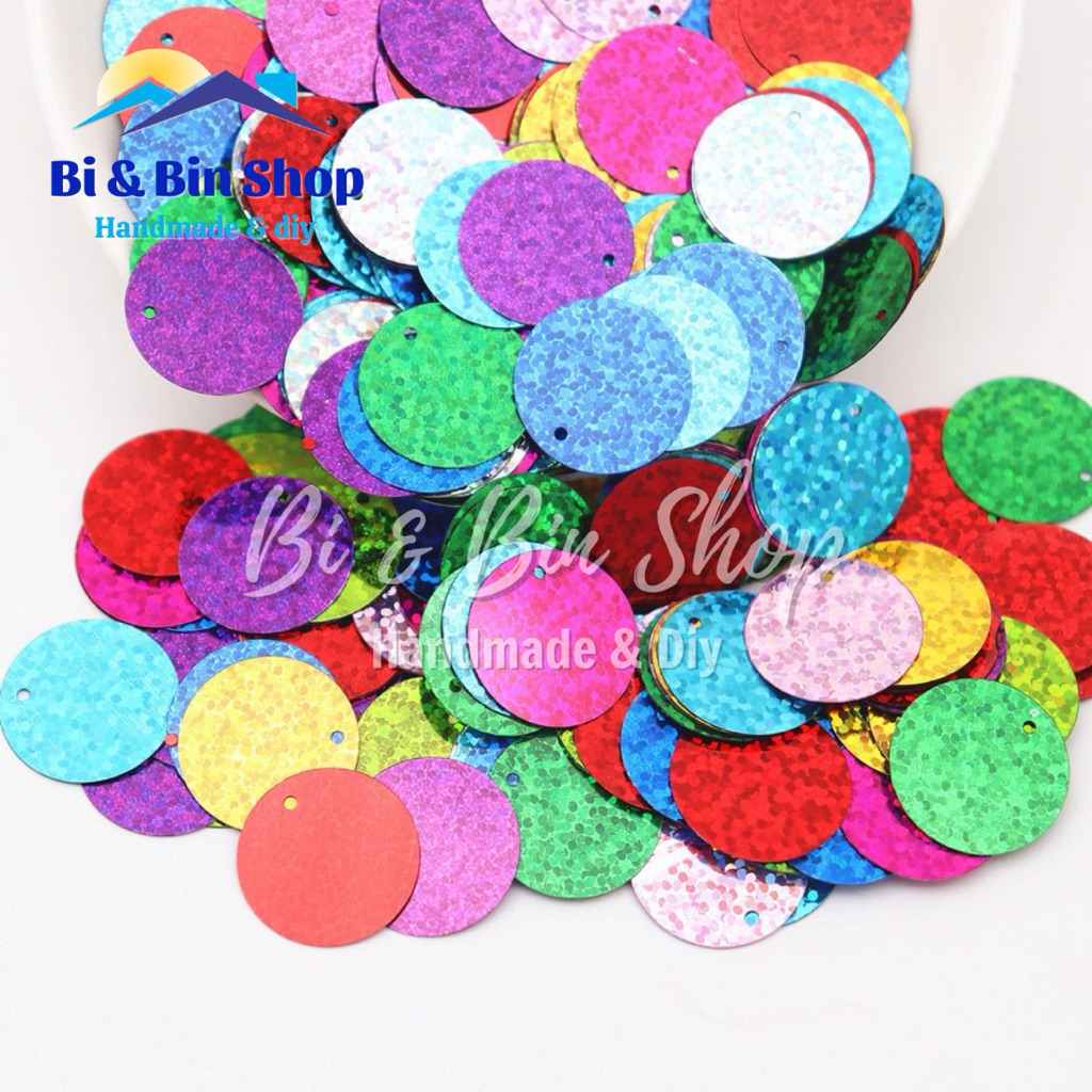 30g Kim Sa Treo 20mm Tròn Lỗ Lệch Đính Kết Trang Phục Thời Trang