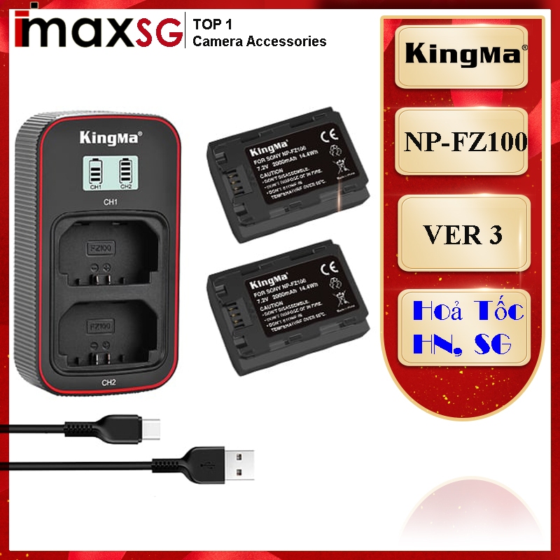 Pin sạc đôi Kingma cho thay thế cho pin máy ảnh Sony NP-FZ100- Chính hãng