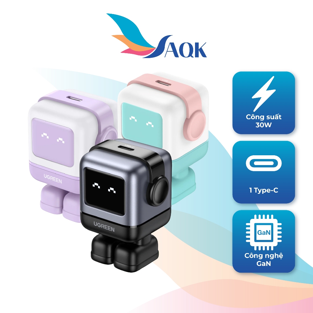 Cốc sạc Ugreen Uno RG GaN 1C Robot Fast Charger 30W CD359 - Hàng chính hãng