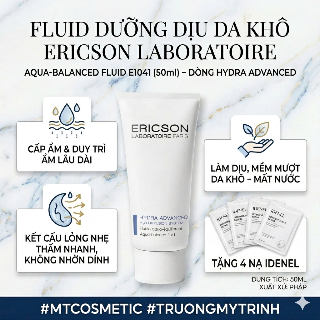 Fluid dưỡng dịu da khô – Aqua-Balanced Fluid E1041 (50ml) – Ericson Laboratoire