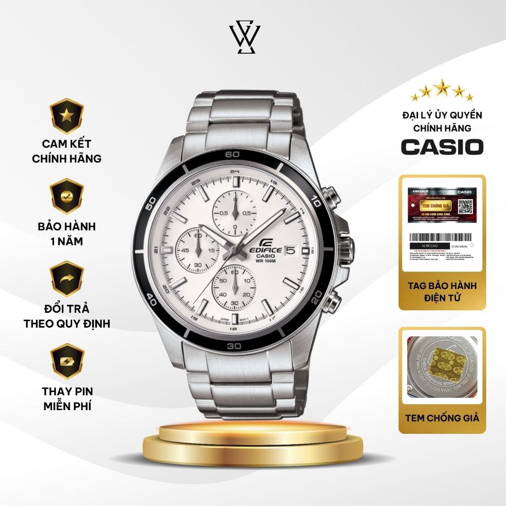 Đồng Hồ Casio Edifice Nam EFR-526D-7AVUDF Máy Pin/Quartz Mặt Đen Kính Khoáng Size 43.8mm Dây Thép Kh