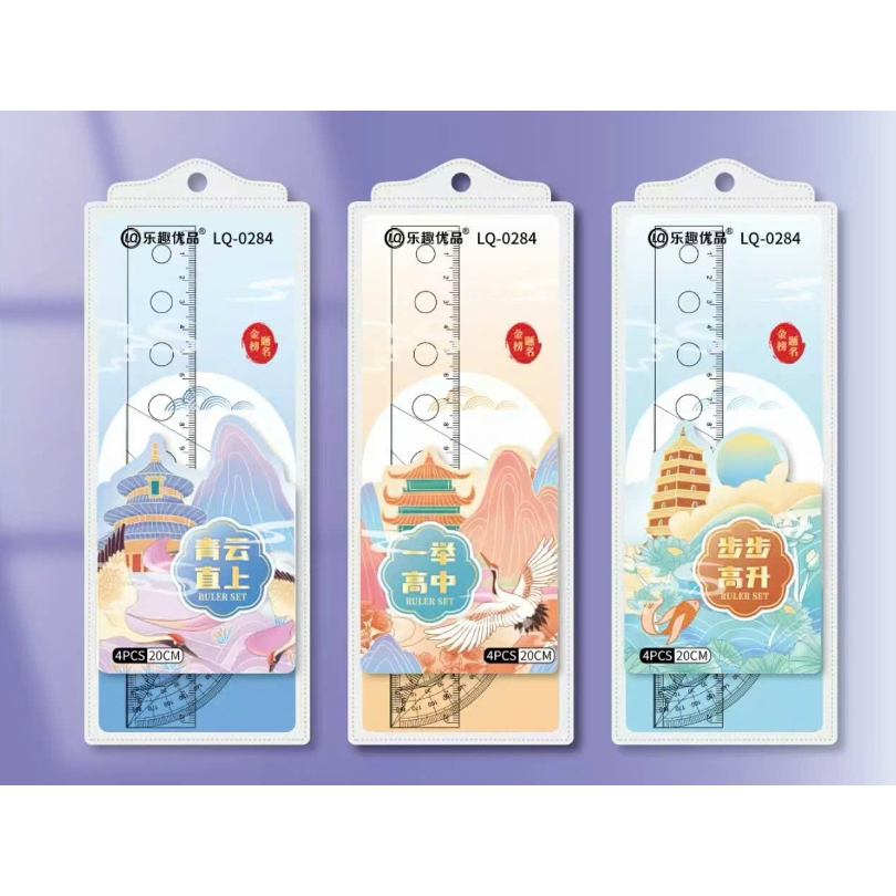 Bộ 4 thước kẻ hoạt hình dễ thương Bộ thước kẻ học sinh Thước tam giác thước đo góc Dụng cụ học tập.