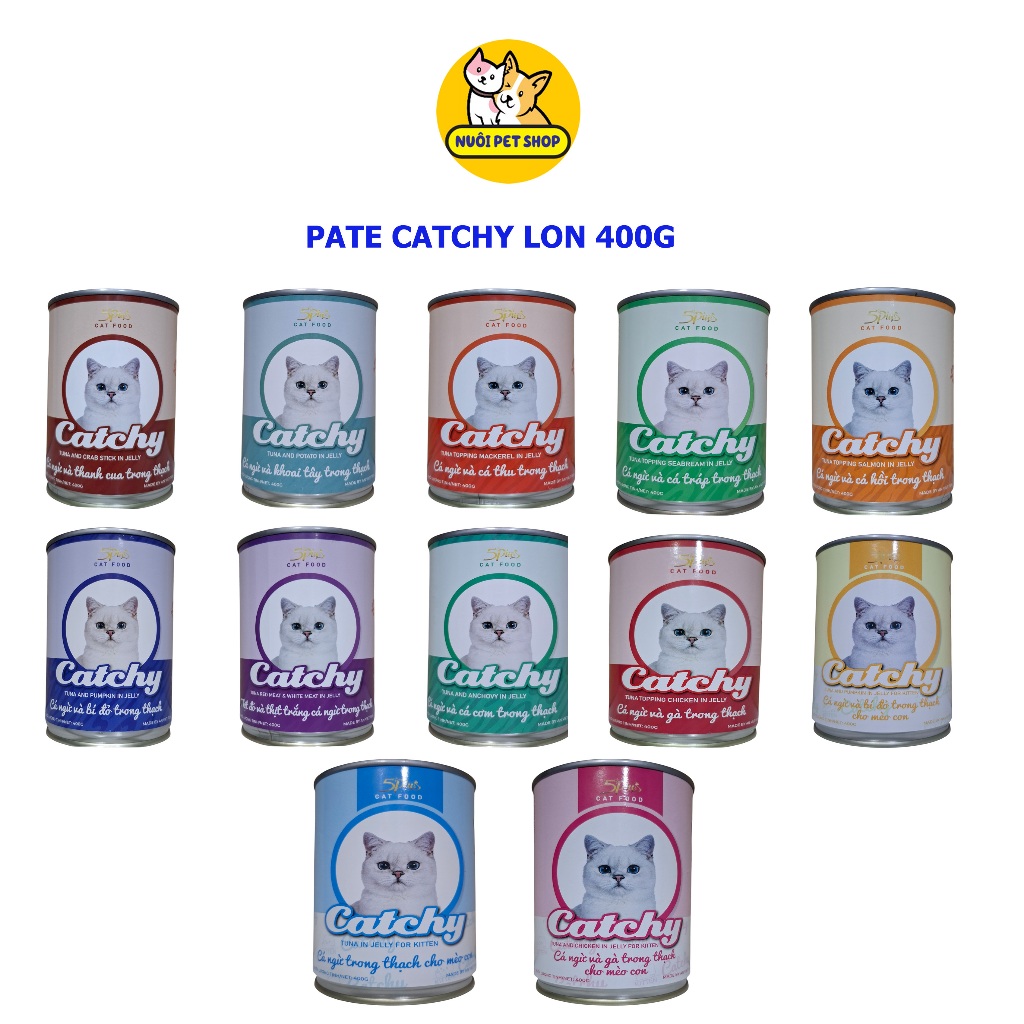 Thanh lý Combo Pate CatChy 400g,Pate trong thạch cho mèo, Pate cho mèo Catchy 400g - Nuôi Pet Shop