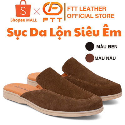 Giày sục nam da lộn trơn cao cấp FTT Leather đế cao su cao cấp siêu êm chân hạn chế trượt FC504B2
