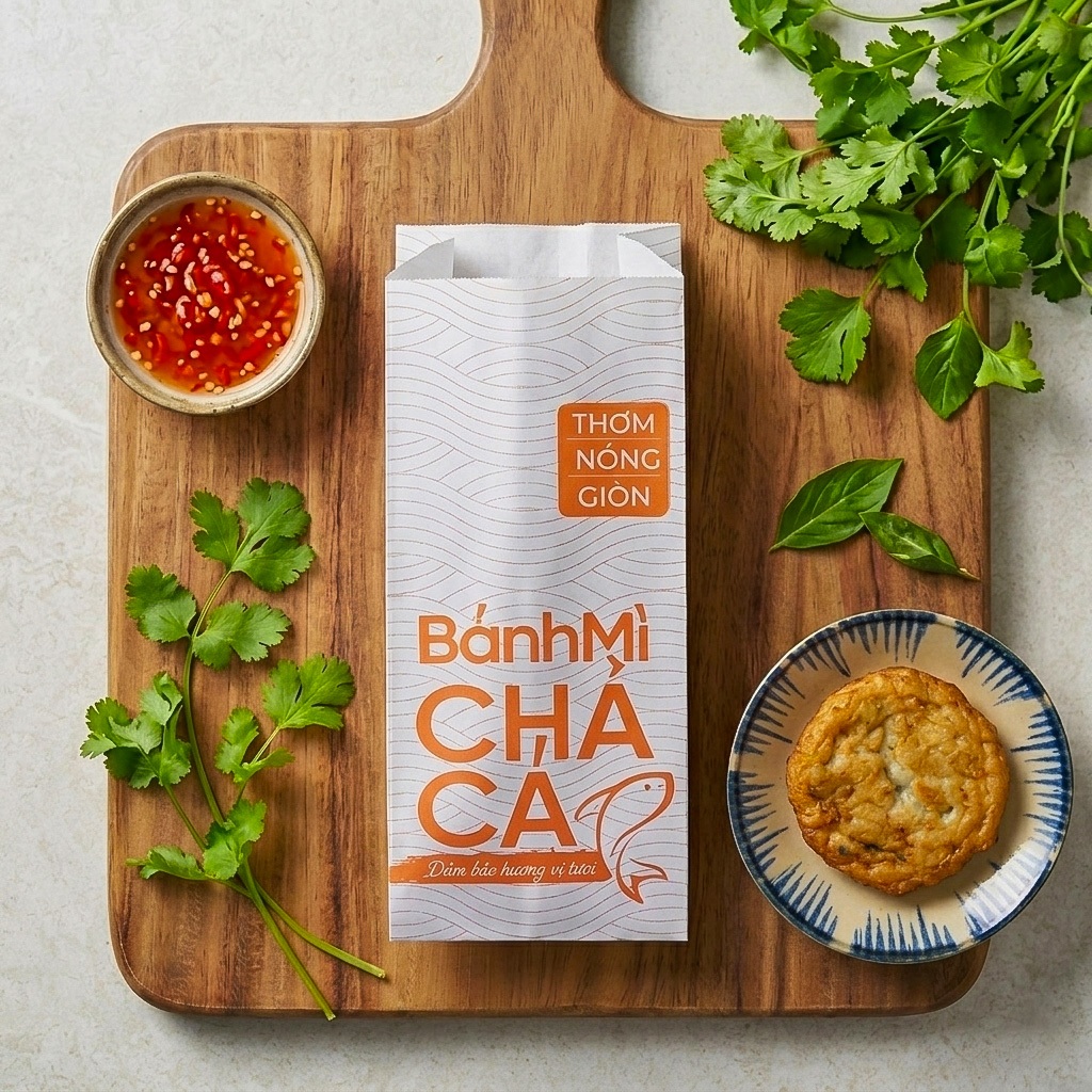 1000 Túi Giấy Đựng Bánh Mì Chả Cá