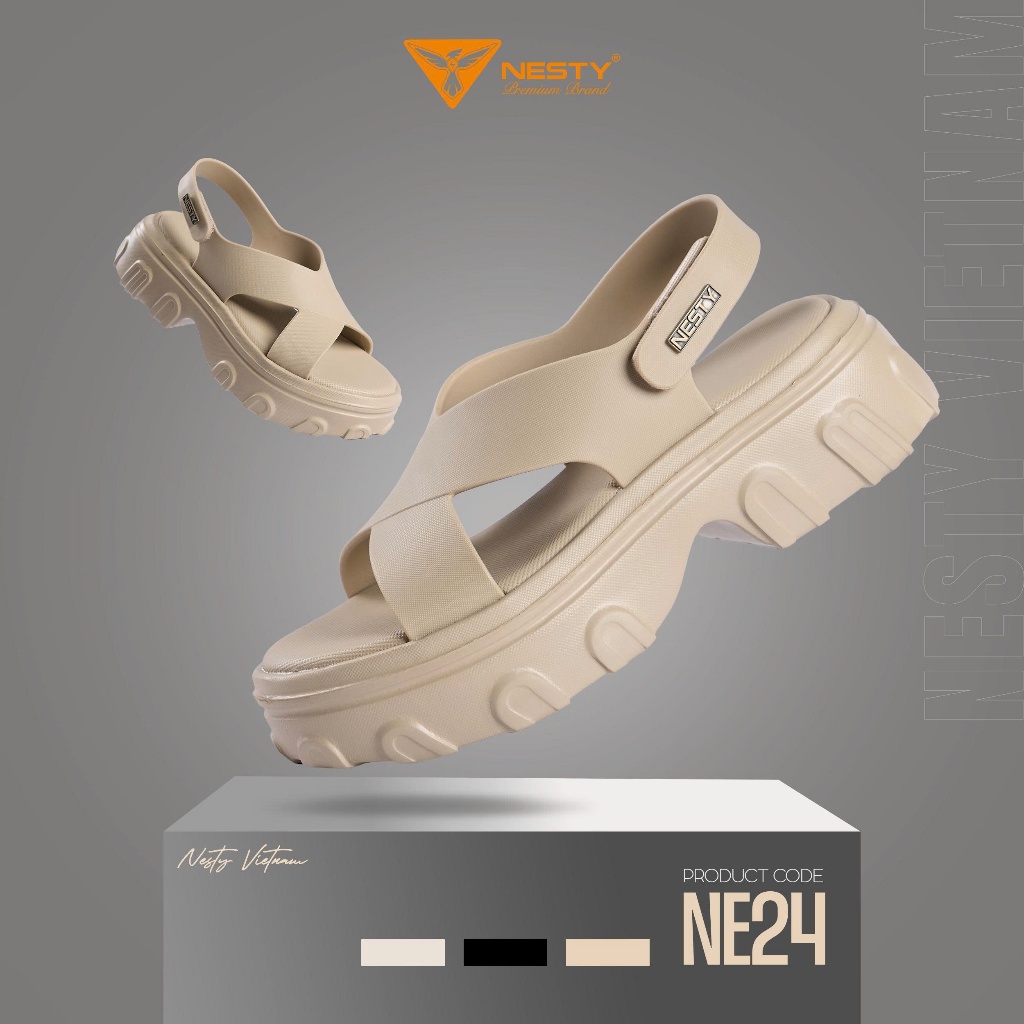 Dép Sandal Cao Cấp Nesty Thiết Kế Quai Chéo Đế Cao 6cm NE24