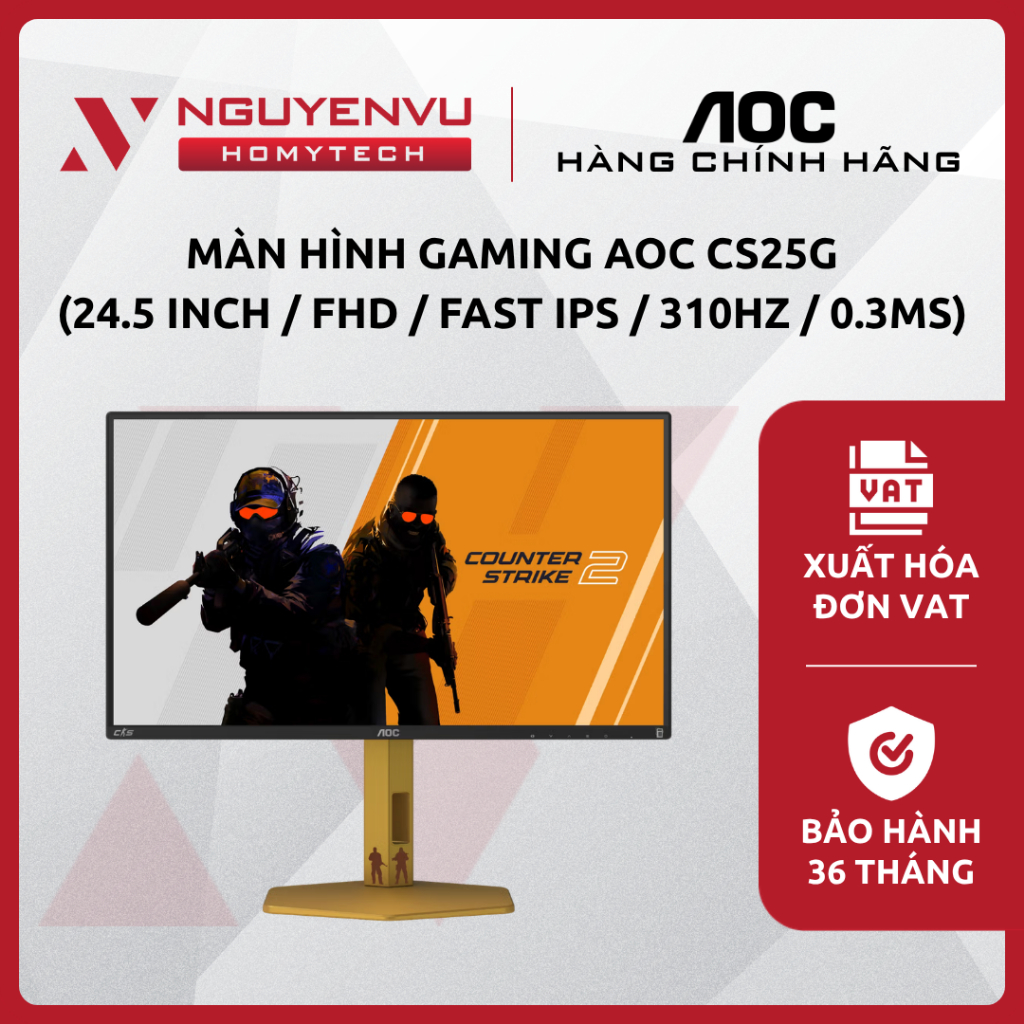[Full VAT] Màn hình gaming AOC CS25G - 24.5 inch - FHD - Fast IPS - 310Hz - 0.3ms - CHÍNH HÃNG