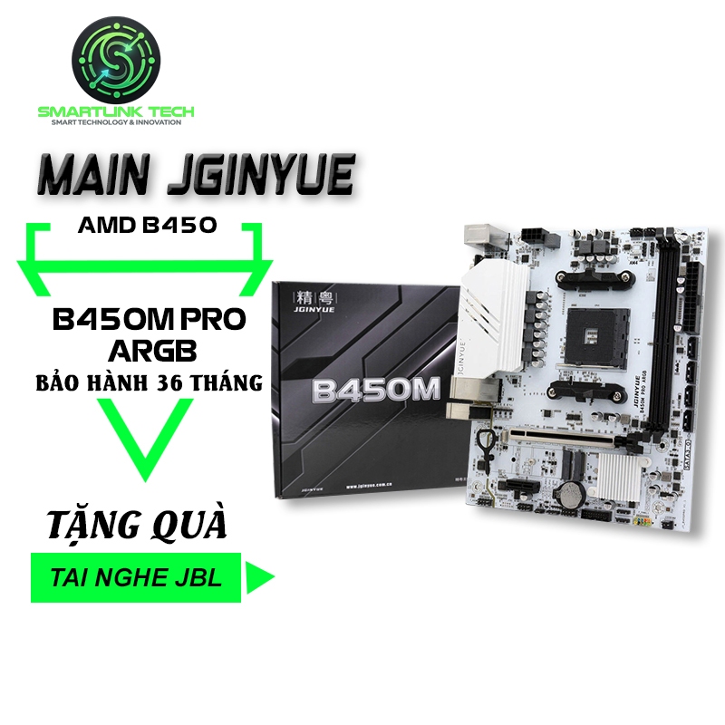Smartlink Tech Main JGINYUE B450M PRO ARGB – Bo Mạch Chủ Hiệu Năng Cao, Hỗ Trợ Ryzen, New Box BH 36T