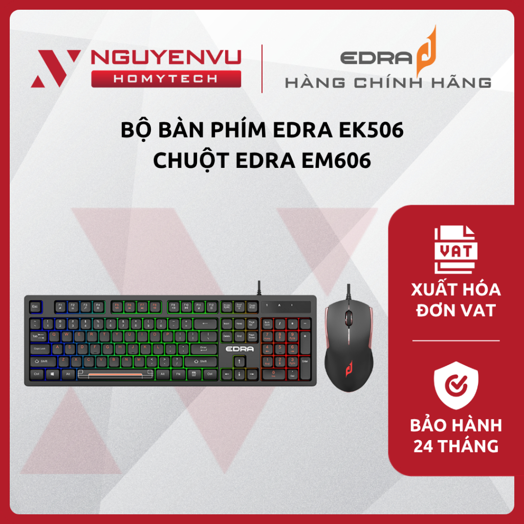 [Full VAT] Bộ Bàn phím giả cơ có dây EDRA EK506 và  Chuột có dây EDRA EM606 - CHÍNH HÃNG