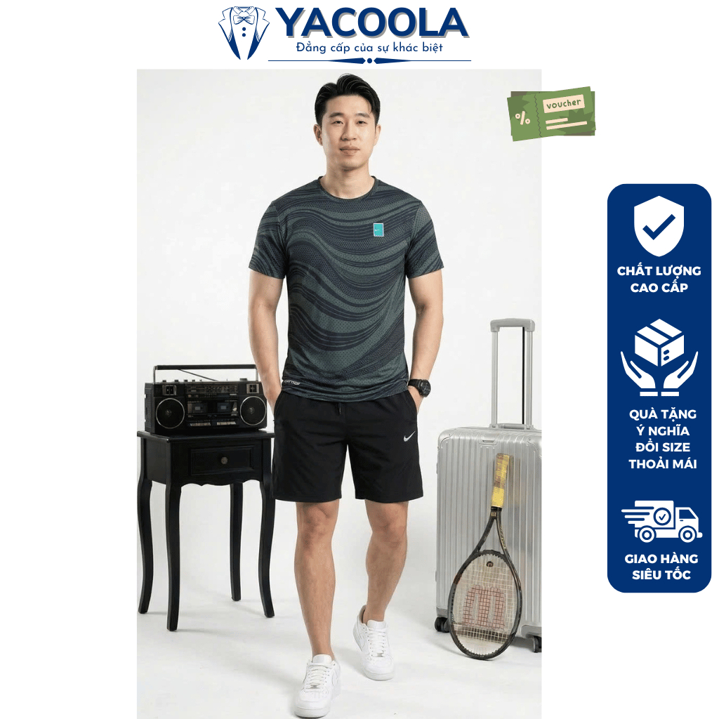 Đồ bộ nam mùa hè cổ tròn chất mát chuẩn phom Hàng Cao Cấp Yacoola YH6-88172 Bộ quần áo nam cộc tay t