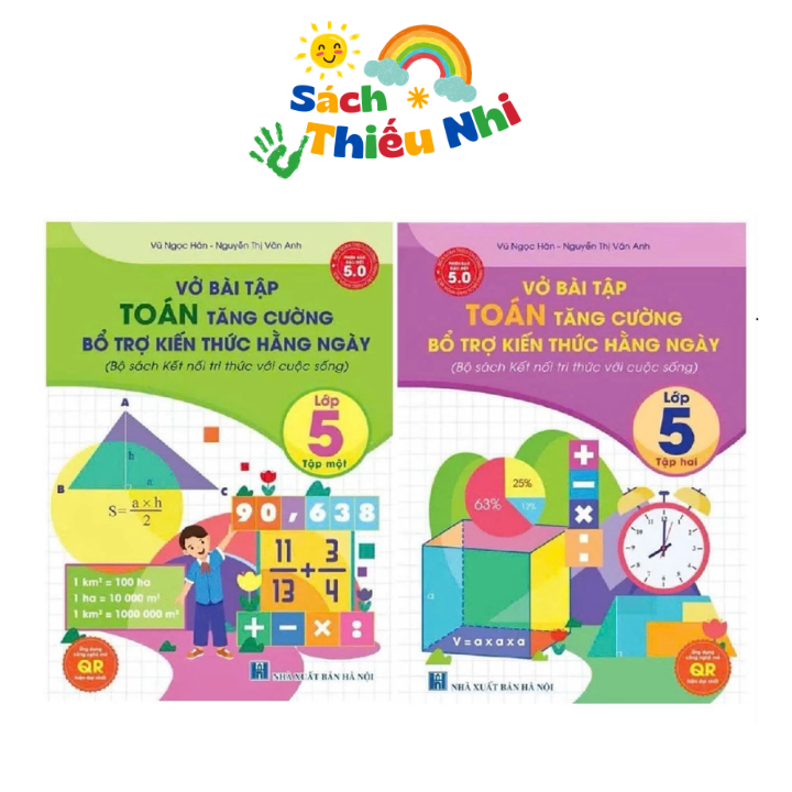 Sách - [Lớp 5 - Kết nối tri thức] - (Bộ 4 quyển ): Vở bài tập Toán, Tiếng Việt tăng cường lớp 5 (tập