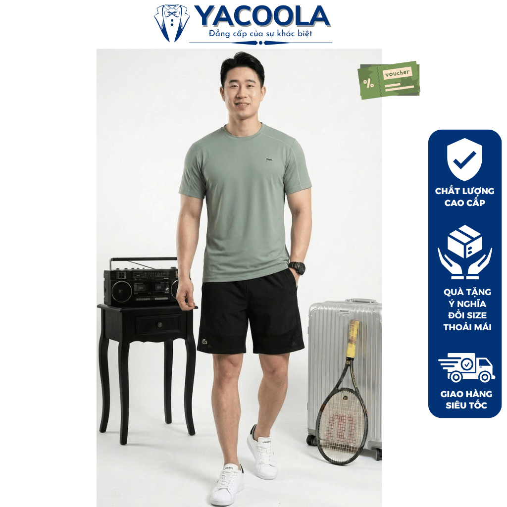Bộ quần áo nam mùa hè vải mát chuẩn phom xịn đẹp Hàng Cao Cấp Yacoola YH6-6611 Set đồ nam cộc tay dạ