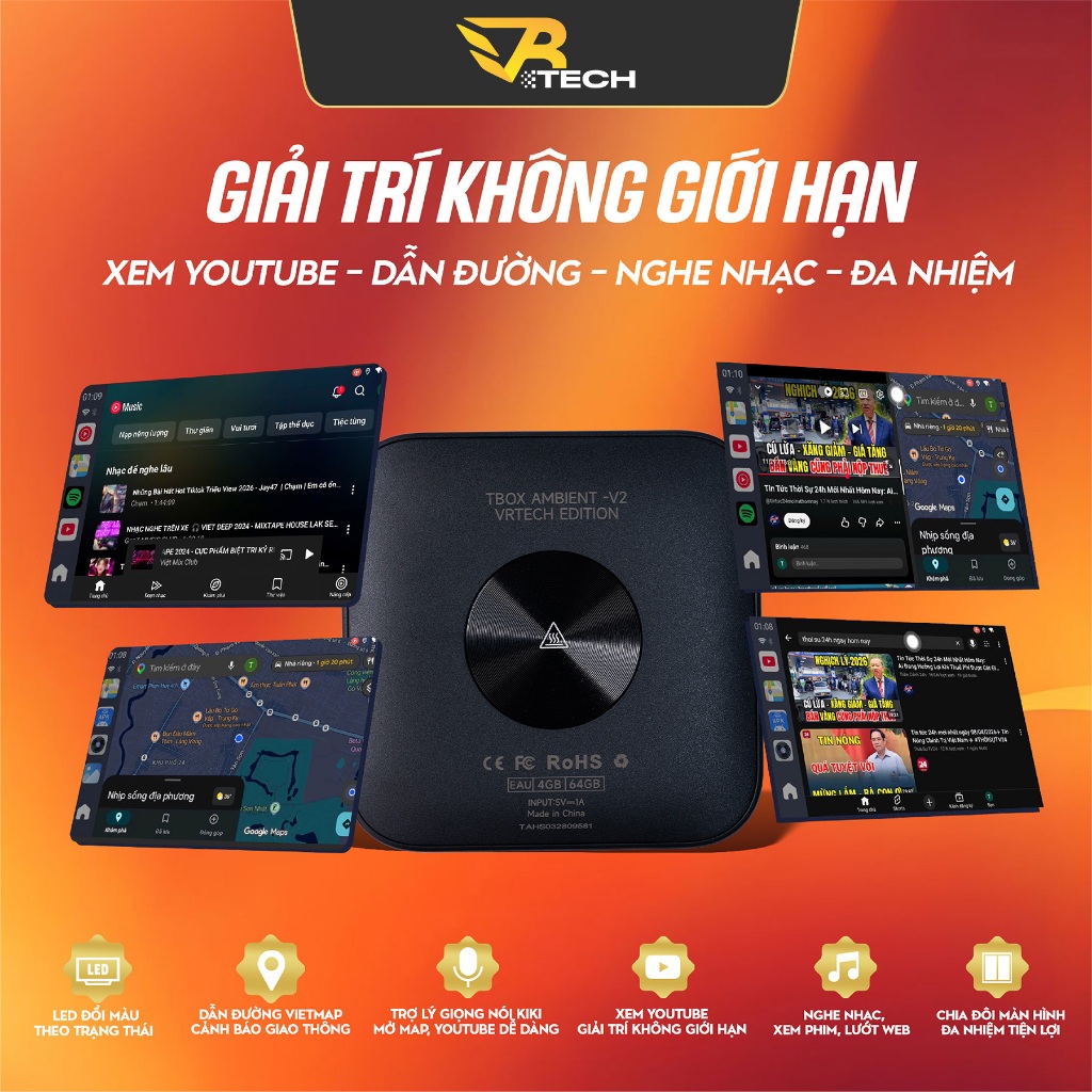 Carlinkit TBOX AMBIENT V2 2026, Android Box Ô Tô Chip Qualcomm 6225, Apple CarPlay và Android Auto, Bảo Hành 12 Tháng | BigBuy360 - bigbuy360.vn