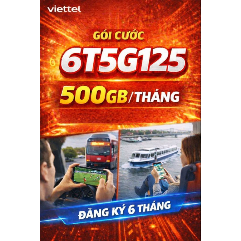 SIM VIETTEL 6T5G125 12T5G125 500GB/THÁNG [CÓ ESIM]