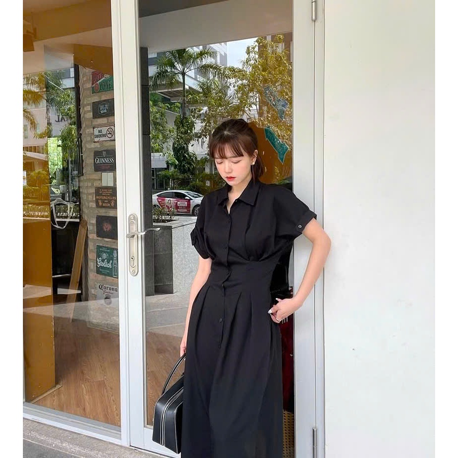 Váy Đen Tay Ngắn Thương Hiệu Fleur Studio