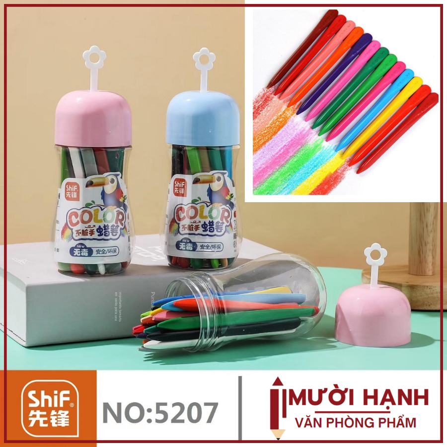 [5207] LON 18 Cây Bút Sáp Màu Hữu Cơ / Sáp Hữu Cơ 18 Màu Tự Nhiên Shif 5207 An Toàn Cho Bé, Không Bẩ