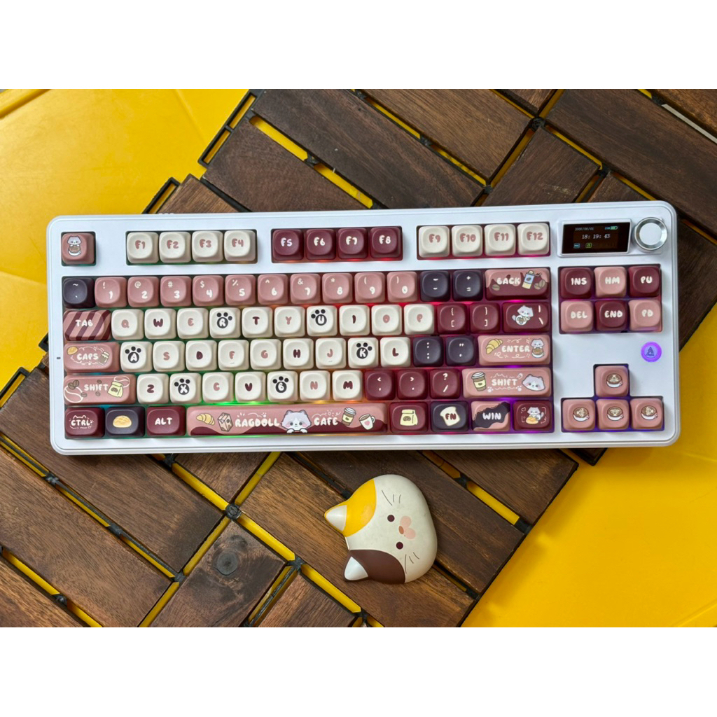 Bàn phím cơ không dây Ajazz MK87 Pro - Mạch xuôi - Màn hình TFT - LED RGB - Núm xoay - Pin 10000mah