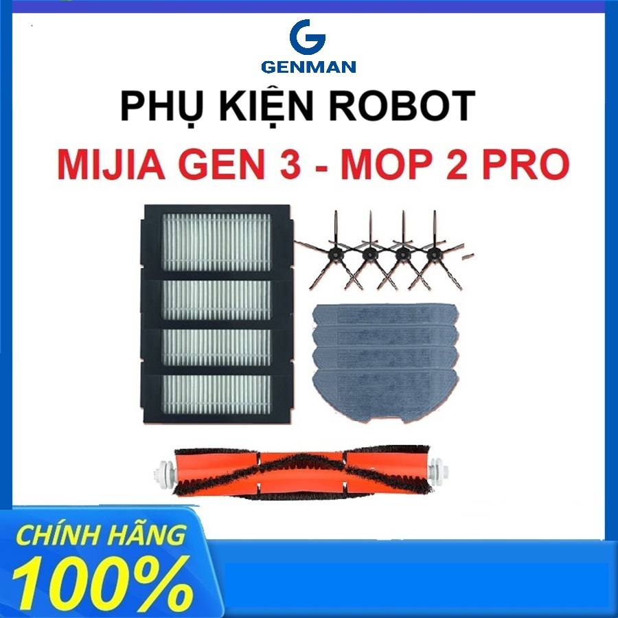 Phụ kiện robot hút bụi Mi Mijia Gen 3, Mop 2 Pro - Chổi chính, Lọc hepa, Khăn lau, Chổi cạnh