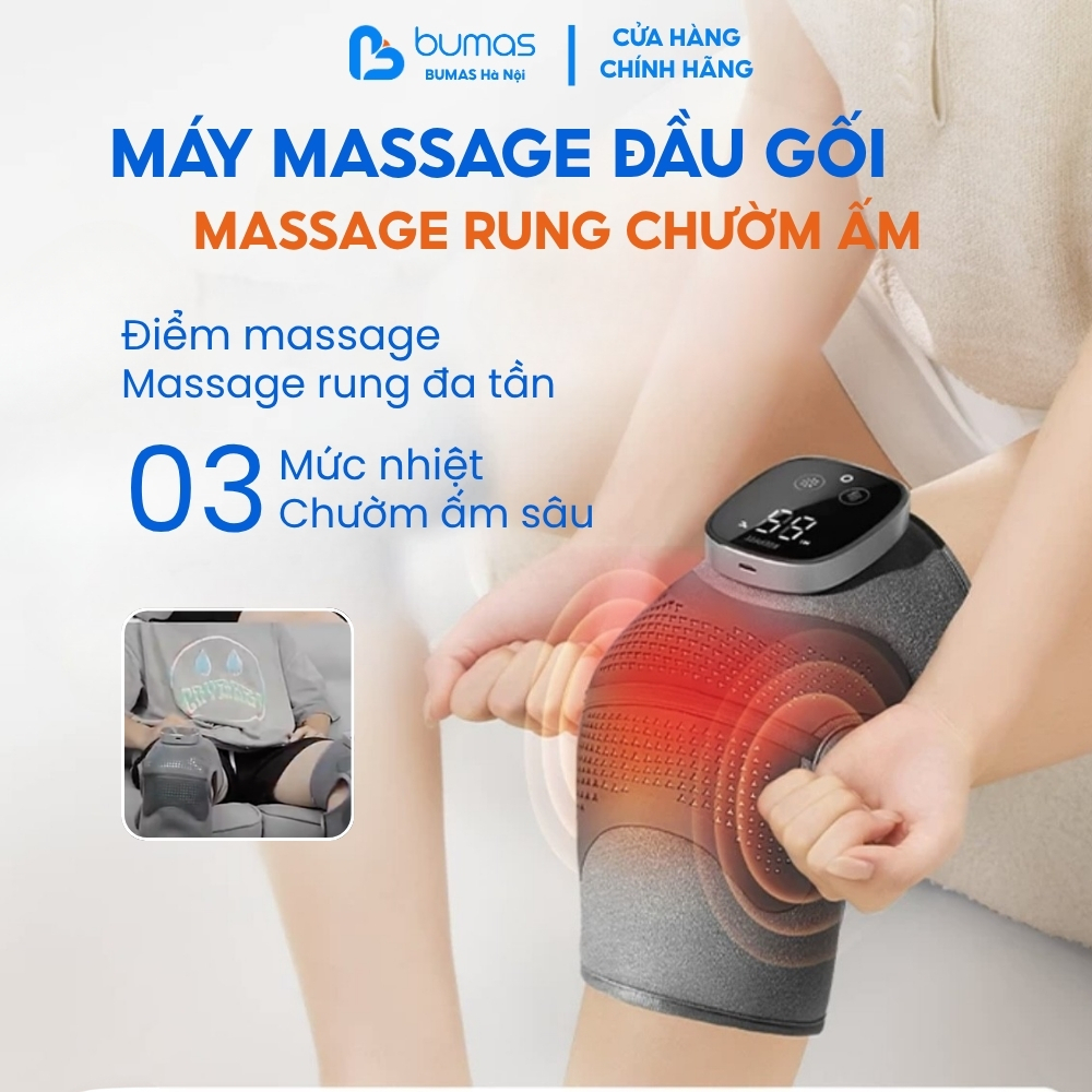 [Set Quà] Máy Massage Đầu Gối BUMAS M6 Pro - Chườm Nóng, Massage 3 Chế Độ, Phù Hợp Người Cao Tuổi
