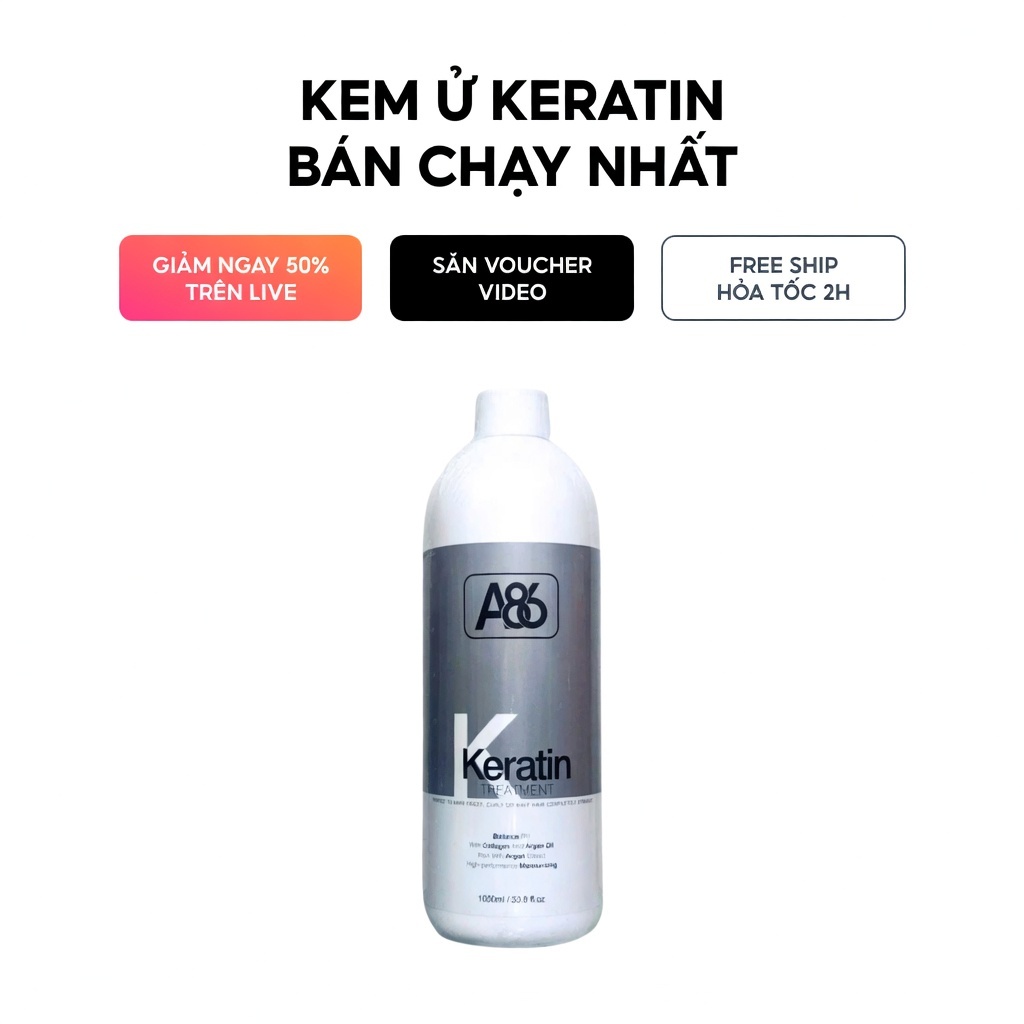 Dầu Hấp Keratin A86 Italy 1000ml Hỗ Trợ Phục Hồi Tóc Nhũn Yếu Dưỡng Suôn Bóng Khỏe
