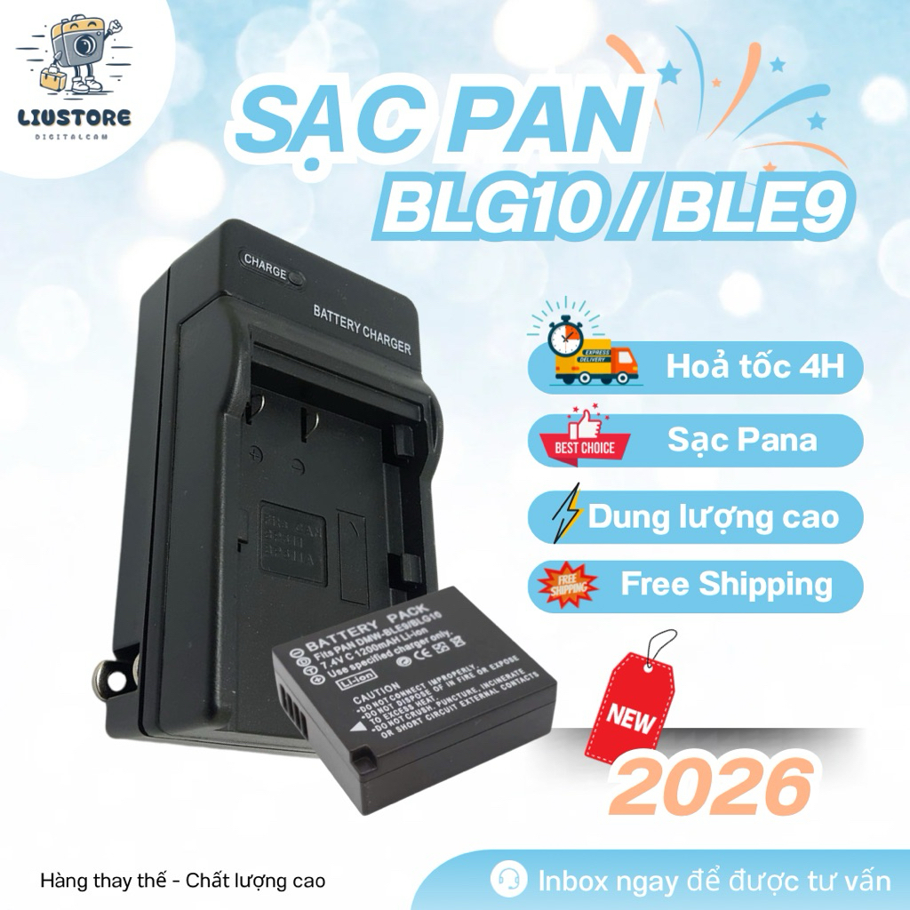 Combo Pin + Sạc Panasonic DMW-BLG10 / BLE9 1200mAh Cho Lumix GF6 GF7 GF8 GF9 GX7 GX85 LX100