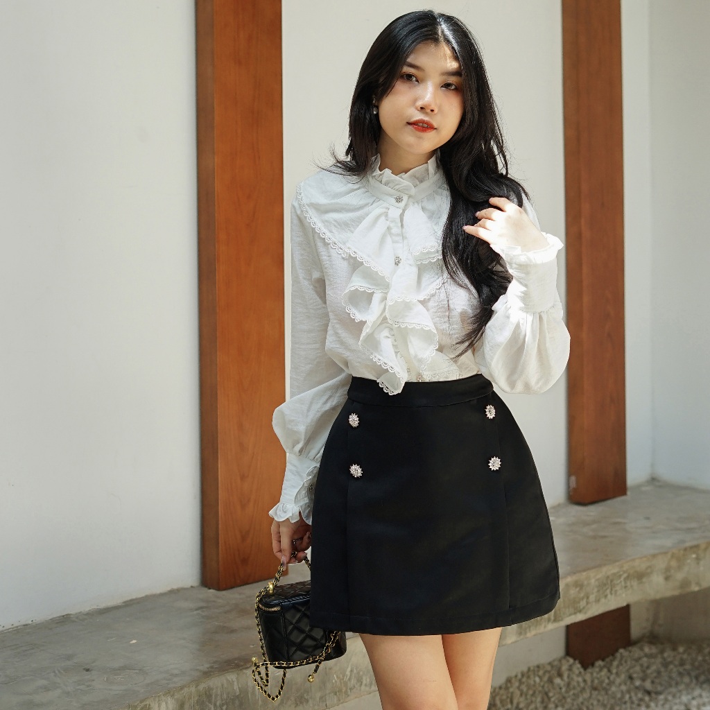 DARLING.ISM - Áo kiểu nữ tay dài phối ren tiểu thư Crystal Shirt | BigBuy360 - bigbuy360.vn