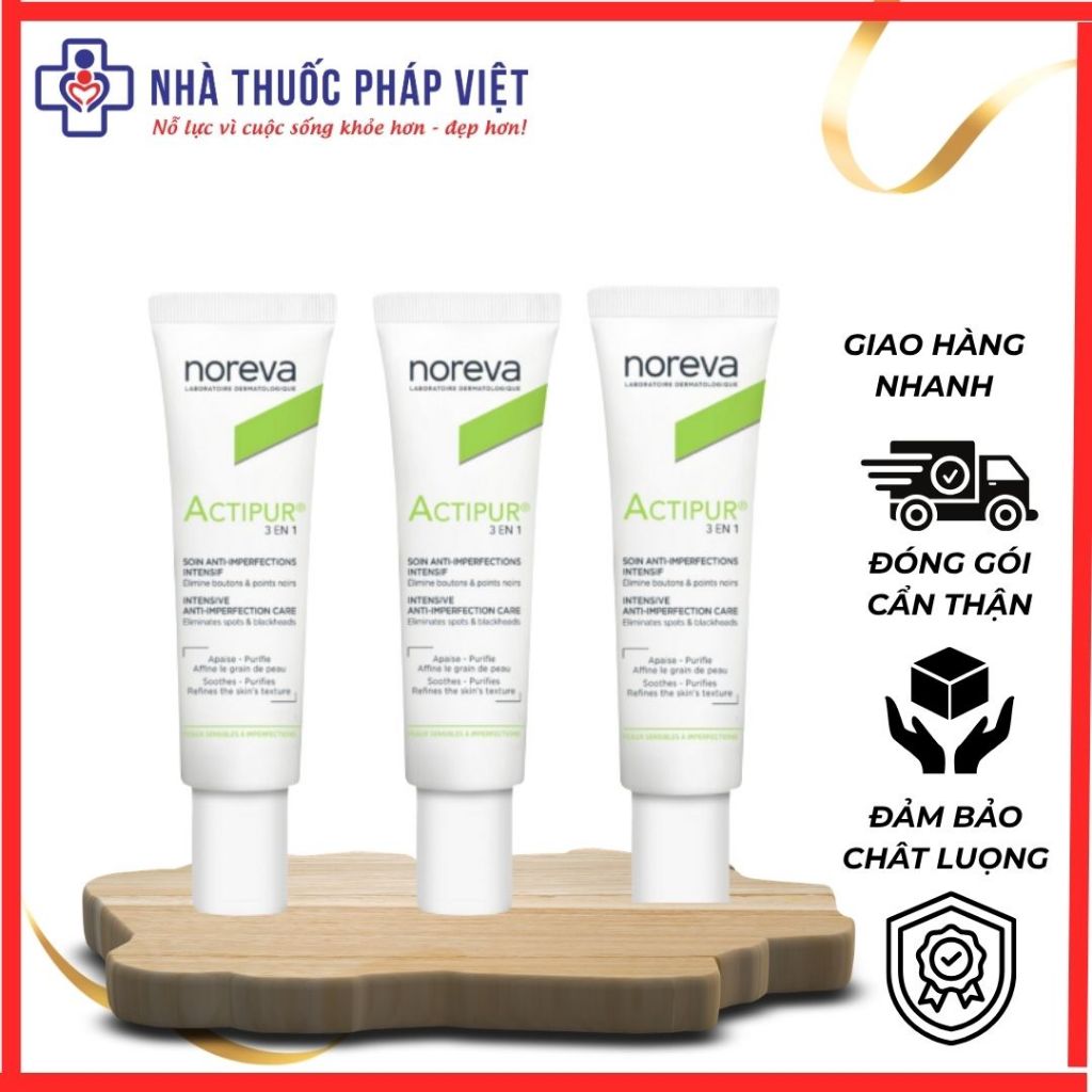 NOREVA ACTIPUR 3 En 1 Care 30ml - Kem Dưỡng Giảm Mụn Và Kiểm Soát Dầu danh cho da dầu mụn