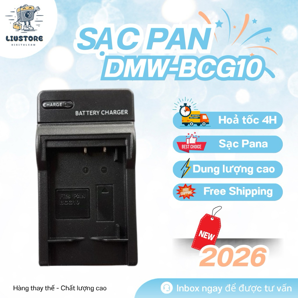 Sạc Panasonic BCG10 Dùng Cho Pin DMW-BCG10 Lumix TZ7 TZ10 TZ20 ZX1 ZX3 ZX5 Sạc Thay Thế Chất lượng c