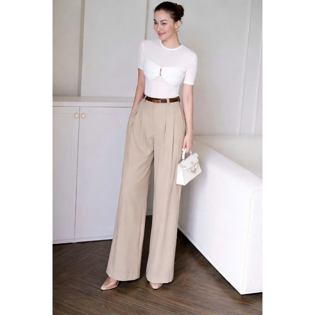 Quần vero 2 ly kèm belt nữ
