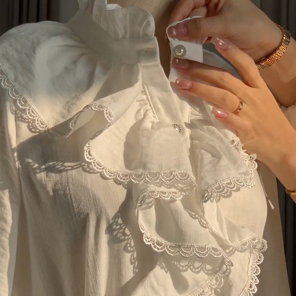 DARLING.ISM - Áo kiểu nữ tay dài phối ren tiểu thư Crystal Shirt | BigBuy360 - bigbuy360.vn