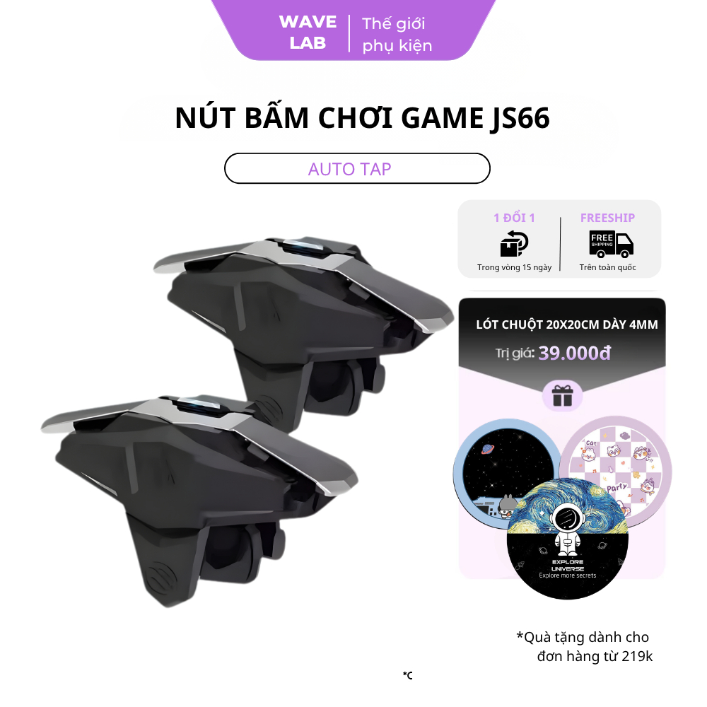 Nút Bấm Gaming JS66 4 Ngón, Nút Bấm Chơi Game Cơ Học Sống Động, Hỗ Trợ Mọi Tựa Game Bắn Súng