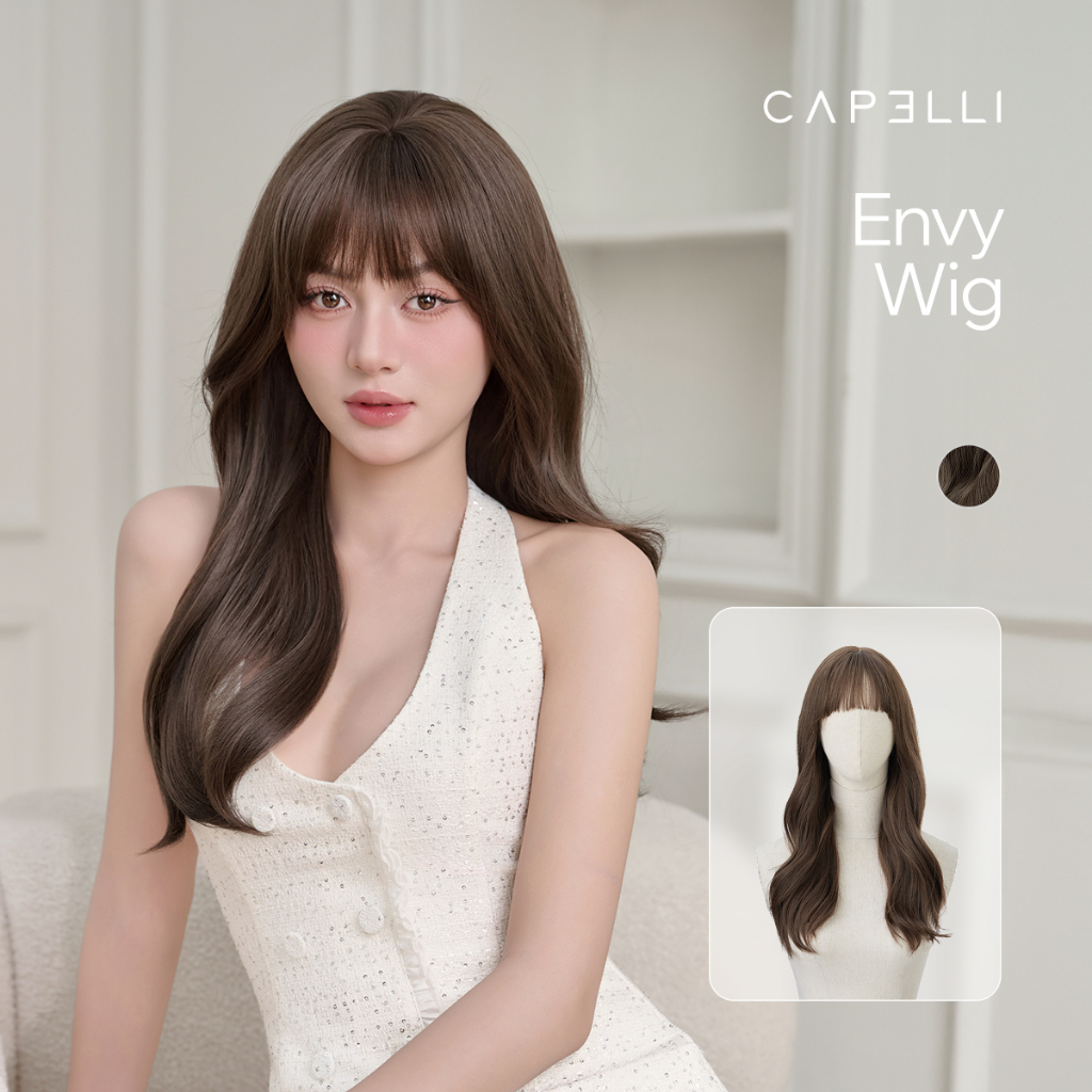 Tóc Giả Nguyên Đầu CAPELLI Xoăn Lơi Mái Thưa Envy Wig