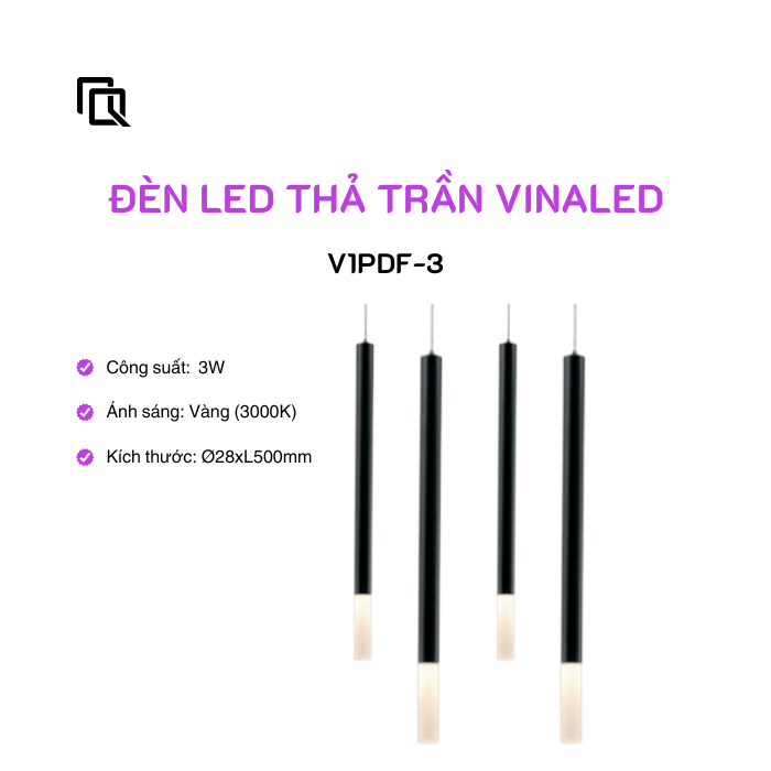 Đèn thả trần Led Pendant Vinaled V1PDF / V2PDF công suất  3W, 4W, 6W ánh sáng vàng