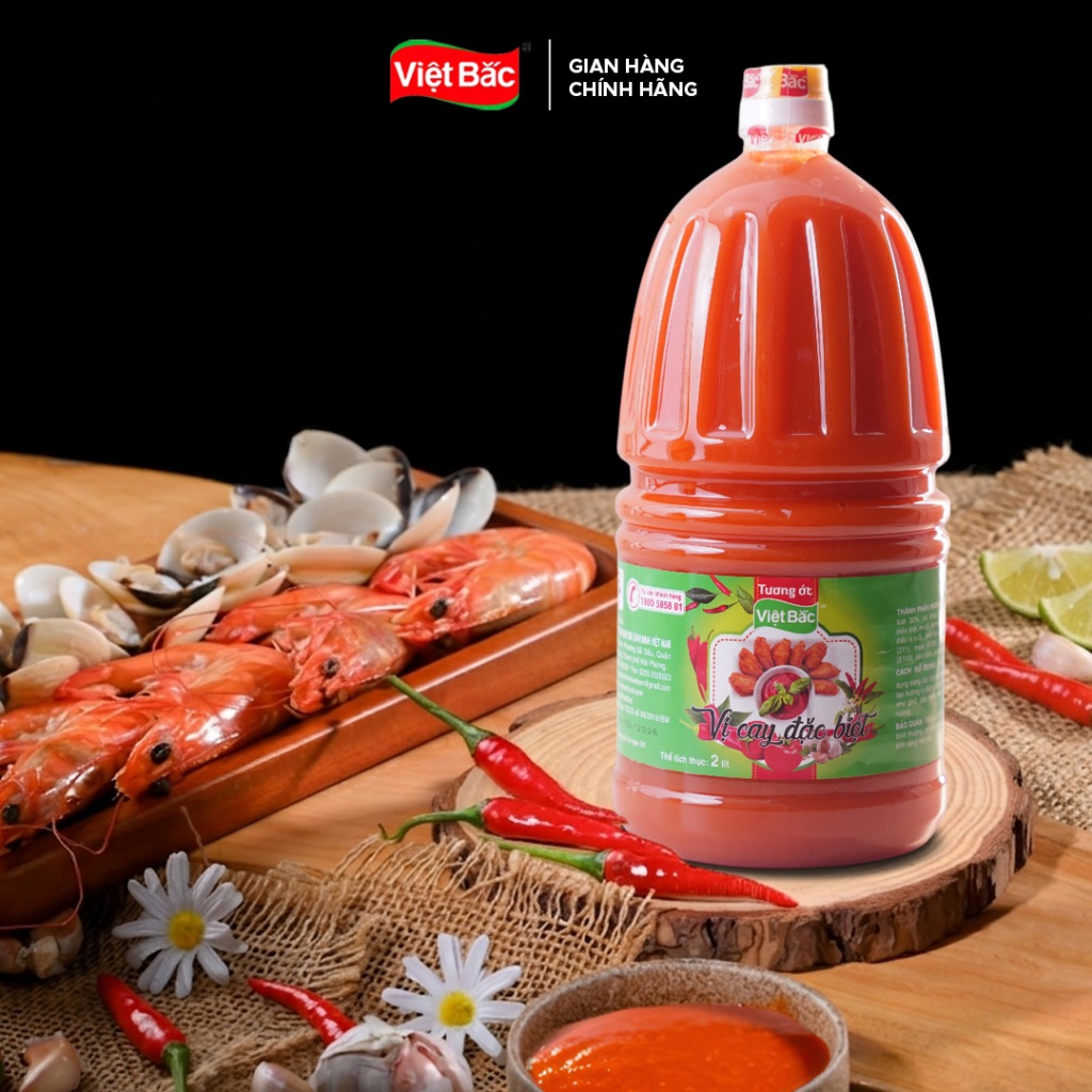 Tương Ớt Việt Bắc Can 2L Vị Cay Đặc Biệt – Tương Ớt Đậm Đặc, Cay Nồng, Chấm Ngon, Dùng Cho Quán Ăn