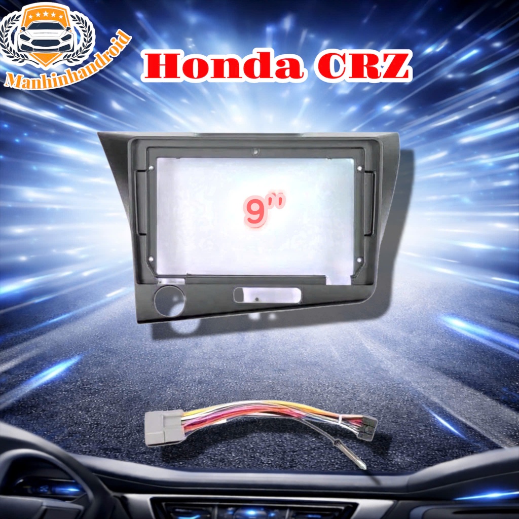 Mặt dưỡng lắp màn android cho xe Honda CRZ, 9  inch kèm jack nguồn zin