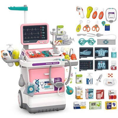 Xe đẩy bác sĩ đồ chơi cho bé kèm phụ kiện khám bệnh – Medical Trolley Doctor Cart nhiều chi tiết