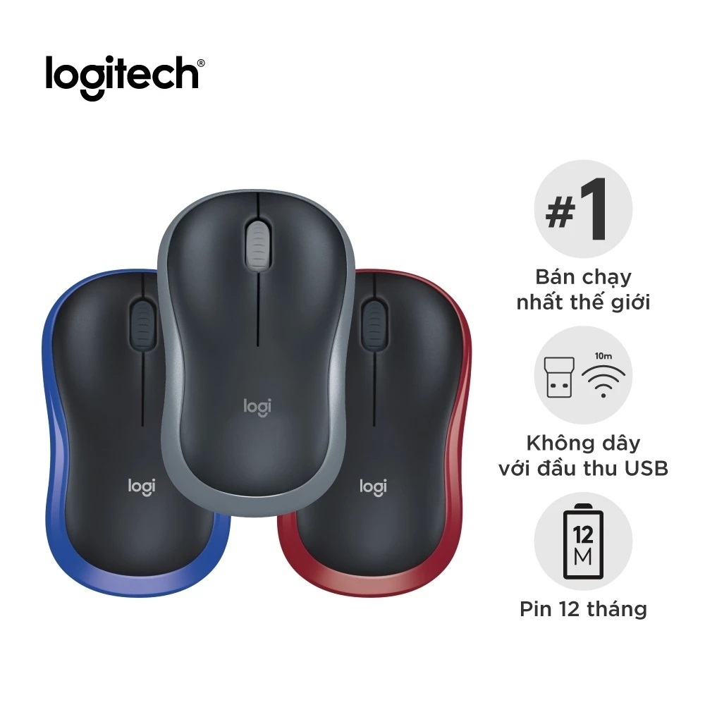 Chuột không dây Logitech M185 | Logitech M186 - USB, nhỏ gọn, phù hợp PC/Laptop
