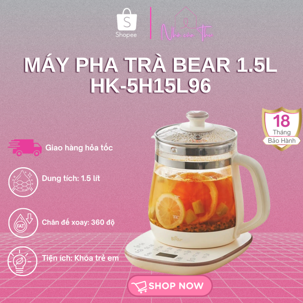 Máy pha trà Bear 1.5L HK-5H15L96 - Bảo hành chính hãng 18 tháng