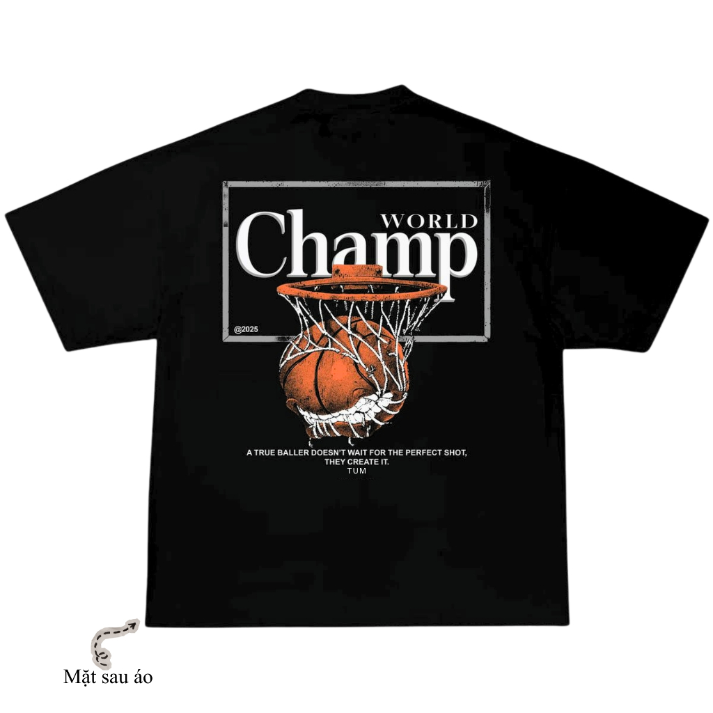 Áo thun Cotton form rộng Champ world - Unisex  - AT260419-03