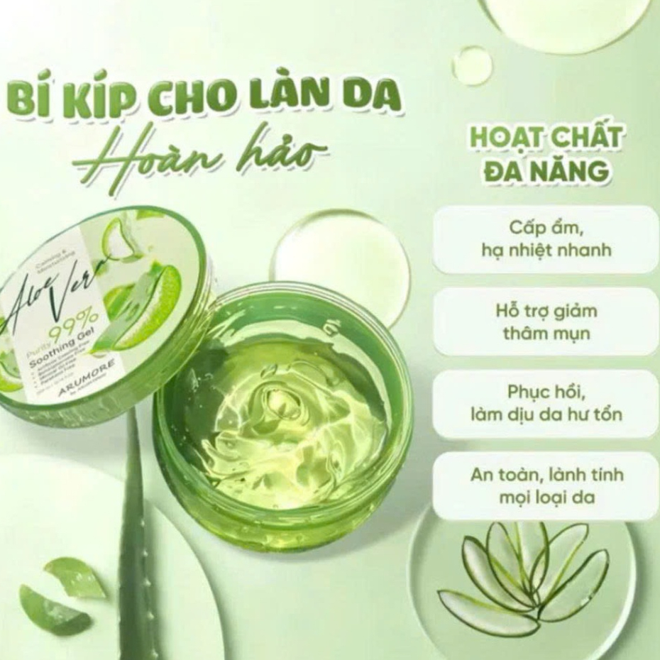 (Hàng cty) Gel Dưỡng Ẩm body Lô Hội Arumore Aloe Vera 99% 300ml